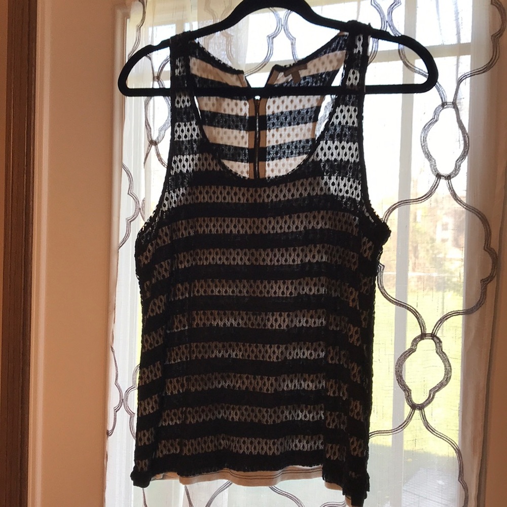 Black and white lace tank top